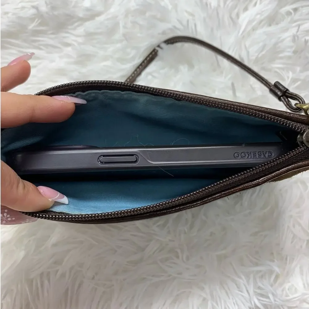 y2k COACH Vintage Brown Suede Wristlet